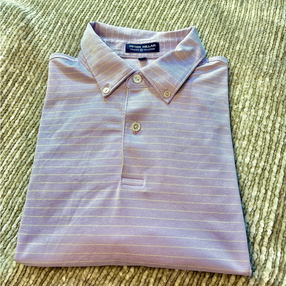Peter Millar Purple Striped Men's Golf polo